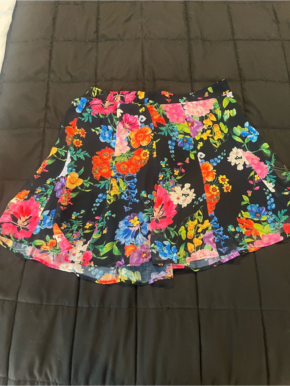 Show Me Your MuMu Black Floral Circle Skirt with Multicolor Blooms